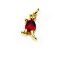 Golden dinosaur pendant with a red pear-shaped zircon stone on a white background - Style B-Red