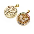 Macro detail of gold-plated butterfly pendants with multi-color stones and zircon inlay - Butterfly Design