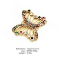 Macro view of colorful zircon pave butterfly connector in gold copper for DIY jewelry - Hollow Multicolor Micro Pave Butterfly Style (1)