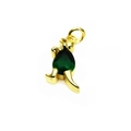Kangaroo jewelry pendant in gold finish with a pear-cut green gemstone accent - Style B Green
