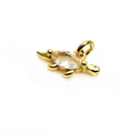 Gold turtle charm with marquise-cut clear zircon stone for DIY jewelry making - Double G White