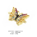 Macro detail of copper butterfly connector with multi-color zircon pavé for DIY jewelry - Floral Dense Pave Butterfly Style (2)