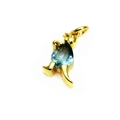 Golden dinosaur pendant with teardrop blue stone and micro-pave zircon detail - Style B Blue