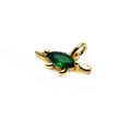 Golden little turtle charm with marquise green gemstone for bracelets and necklaces - C-Green