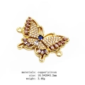 Macro view of gold-plated butterfly connector with pink and purple zircon micro-inlay - Rectangular Pink Purple Zircon Butterfly Style (4)