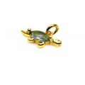 Golden sea turtle pendant with marquise-cut blue gemstone for necklace or bracelet - C Blue