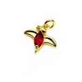 Golden flying dragon pendant with marquise-cut red zircon stone inlay on white background - Style C Red