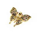 Detail of butterfly pendant with colorful zircons and intricate gold-tone openwork design - Large Multicolor Style (1) (Pendant Only) / L