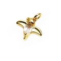 Golden dolphin charm pendant with marquise-cut zircon stone for jewelry making - Style C - White