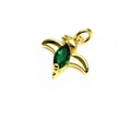 Golden dinosaur pendant with a green marquise-cut gemstone for necklaces and bracelets - Style C-Green