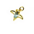 Golden dinosaur wing pendant with light blue marquise zircon and brass plating finish - Style C-Blue