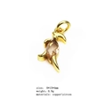 Golden little dinosaur charm in copper with cubic zirconia for jewelry making - Style D Champagne Color
