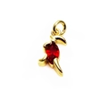 Golden dinosaur pendant with a red marquise zircon stone for necklaces and bracelets - Style D Red