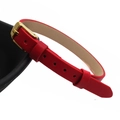 Red leather strap bracelet with 8mm width and polished gold metal buckle for men and women - Red