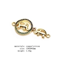 Detalle macro del conector de elefante para joyería en cobre chapado en oro con circones - Estilo Elefante Madre e Hijo (2)