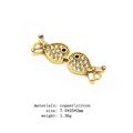 Macro detail of gold-plated fish charm connector with micro-pave zircon for DIY jewelry - Double Fish Style (5)