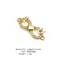 Macro shot of gold infinity heart connector with zircon inlay for jewelry making - Infinite Symbol I Love U Style (6)