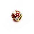Gold-plated floral charm bead with red enamel petals and white dots for DIY bracelets - Floral Dot Pattern (Fluorescent Blue)