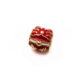 Lucky cat bead charm in red enamel and gold finish for DIY style bracelets - Red Maneki Neko Style (2#)