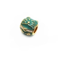 Green enamel lucky cat bead with gold flower relief for DIY Pandora style bracelets - Cartoon Lucky Cat Style (2#)