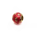 Gold-plated red enamel charm bead featuring raised stars for DIY beaded bracelets - Red Star Pattern (4#)