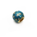Teal enamel charm bead with gold stars for Pandora style bracelets and DIY jewelry - Cyan Blue Base Gold Star Pattern Style (4#)