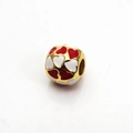 Golden charm bead with red and white enamel hearts for DIY charm bracelets - Interleaved Red and White Heart Style (6#)