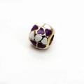 Perla dorata a foro largo con cuori in smalto viola e bianco per braccialetti fai-da-te - Stile Motivo Cuore Viola Bianco (6#)
