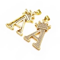 Gold plated crown letter A pendant with micro paved cubic zirconia in hip hop style - Letter A