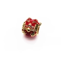 DIY lucky cat bead charm with red enamel and golden details for beaded bracelets - Red Maneki Neko Floral (7#)