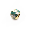 Charm cœur doré avec finition émail vert et blanc pour bracelets DIY style - Perle Cylindrique à Motif de Cœur Vert et Blanc (6#)