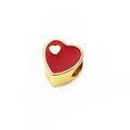 Golden heart charm with red enamel and small white heart detail for DIY bracelets - Overlapping Hearts Style (8)