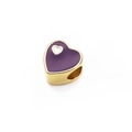Charm a cuore dorato con smalto viola e dettaglio cuore bianco per bracciali DIY - Stile Cuore Bicolore (8)