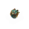 Charm chat porte-bonheur doré avec émail vert pour bracelets DIY personnalisés - Style Chat de la Chance Émail Cyan (7#)