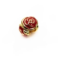 Golden rose flower bead with red enamel finish for DIY bracelet jewelry charms - 3D Red Rose Flower Style (9)