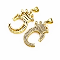 Gold plated crown letter C pendant with micro-paved zircons and hollow back design - Letter C