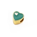Pendentif cœur doré avec émail vert et petit cœur blanc pour bracelet DIY - Style Base Cyan avec Petit Cœur Blanc (8)