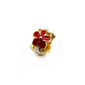 Golden flower charm bead with red and white enamel petals for DIY bracelets - Red Petal Flower Style (10)