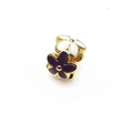 Ciondolo a fiore dorato con petali in smalto viola e bianco per bracciali DIY - Stile Fiore Viola Bianco (10)