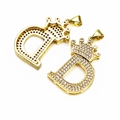 Gold plated micro-pave zircon crown letter D pendant in hip hop style design - Letter D
