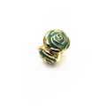 Charm rose dorée avec émail bleu sarcelle pour création de bijoux et bracelets - Forme Rose Pétale Cyan Doré (9)