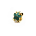Perle fleur émaillée sarcelle et blanche pour bracelets DIY avec finition dorée - Forme Florale en Émail Bleu et Blanc à Cinq Pétales (10)
