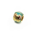 Perle hibou dorée en émail vert et yeux en cristal rouge pour bracelet créatif - Forme Hibou Yeux Rouges et Corps Cyan (12)