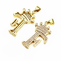 Gold plated crown letter F pendant with micro-paved zircons and honeycomb back detail - Letter F