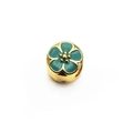 Perle fleur dorée avec émail vert pour création de bijoux DIY et bracelets élégants - Perle Boule Fleur à Cinq Pétales Cyan Dorée Brillante (13)