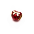 Gold-plated heart charm with red enamel finish and white bow detail for DIY bracelets - Red Heart White Bow Style (15)
