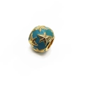 Perle sphérique dorée avec émail bleu sarcelle et motifs étoiles de mer pour bracelets - Style Base Bleu Cyan Motif Étoile de Mer Dorée (14)