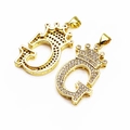 Gold plated micro-paved zircon crown letter G pendant with honeycomb hollow back - Letter G