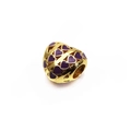 Charm a sfera dorata traforata con cuori in smalto viola per bracciali fai-da-te - Stile Cuore Viola Traforato Oro (16)