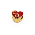 Golden heart charm with red enamel and gear pattern for DIY beaded bracelet - Red Heart Gear Style (18)